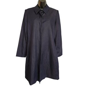 Apostrophe Stretch Denim‎ Dress Coat Jacket Collared Blue Women Size 6